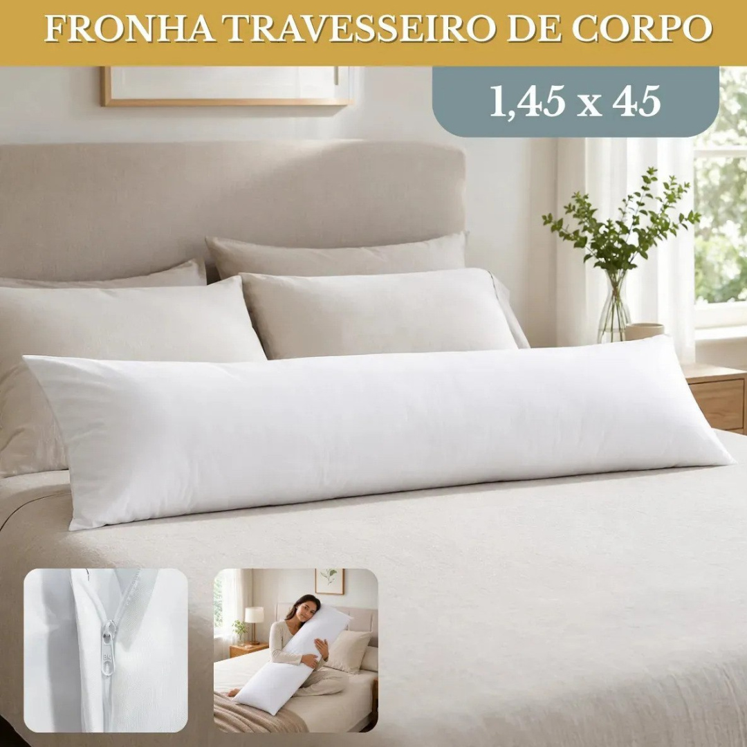 Fronha Para Travesseiro De Corpo Xuxão 1,45x45 Algodão Clássico Super Macio Protetor Cor Branco