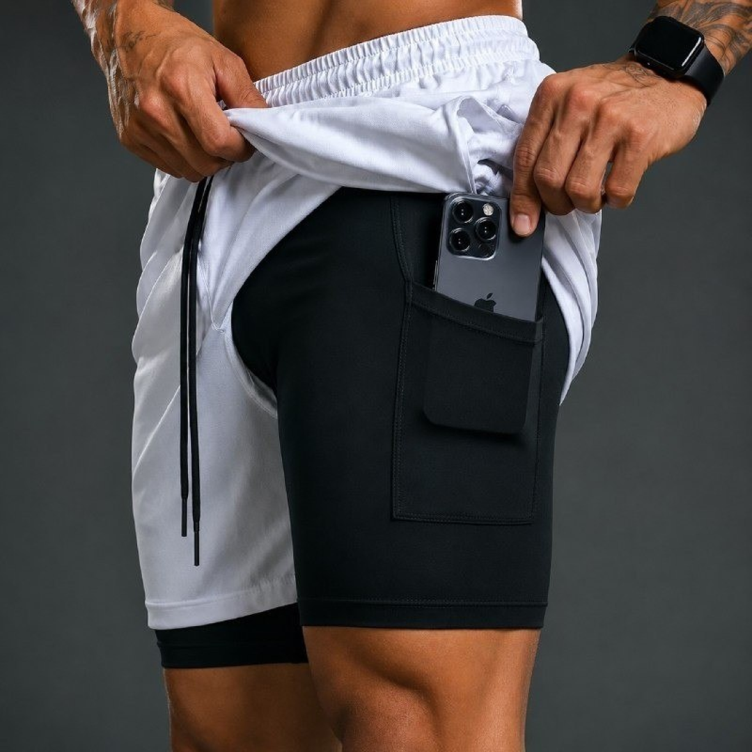 Kit com 4 Shorts 2 Em 1 Duplo Dryfit