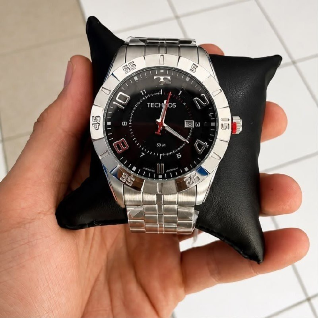 Relógio Technos Racer Masculino Dourado Analógico Quartzo 50M Fundo Preto
