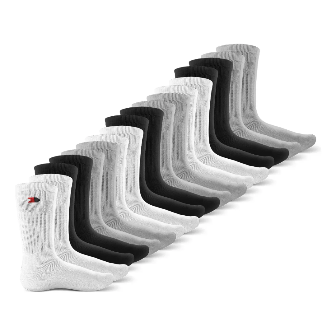 Kit 15 Pares Meias Sport Algodão Cano Alto Sandrini Conforto