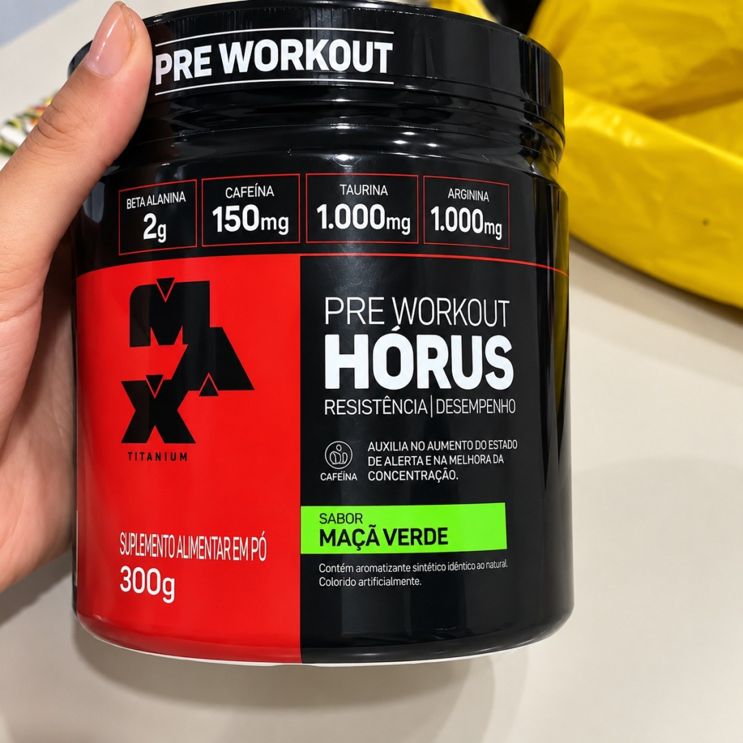 Pré Treino Hórus Max Titanium 300g Sabor Maçã verde