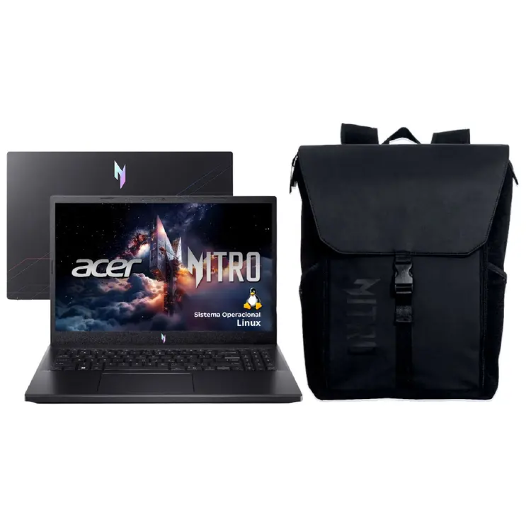 Notebook Gamer Acer Nitro V15 i5 512GB 16GB RAM - 15,6” NVIDIA RTX 4050 6GB Linux + Mochila Acer