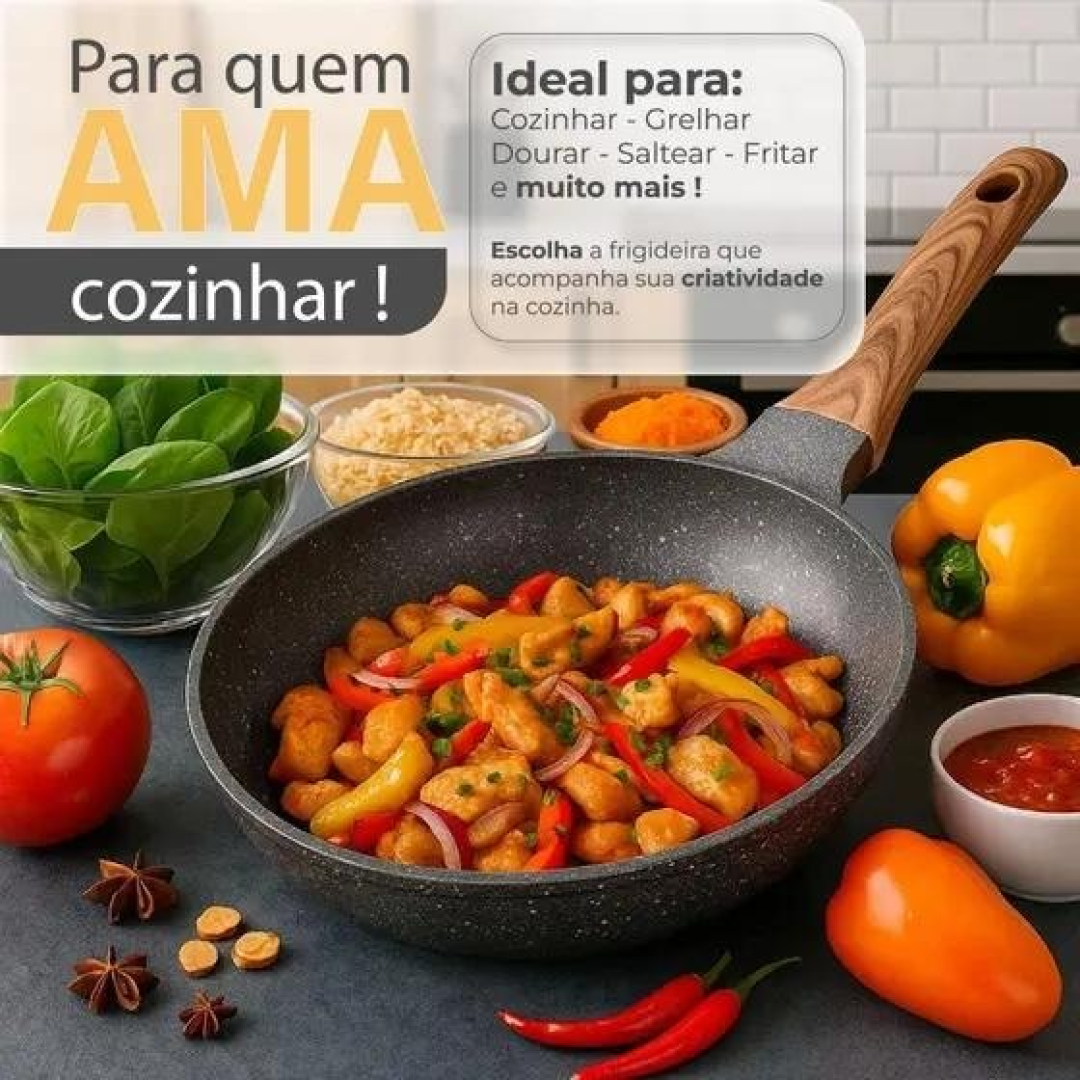 Panela Frigideira De Indução E Fogão A Gás Antiaderente De Cerâmica Reforçada Linha Premium - MALIBU/HOME GOODS/AMAR