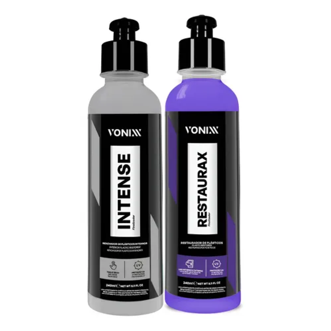 Kit Restaurador Plásticos Automotivo Restaurax 240ml + Intense 240ml