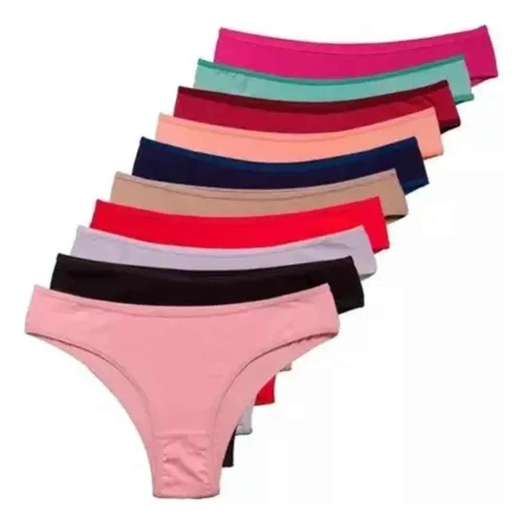 Kit com 10 Calcinhas Tanga Microfibra
