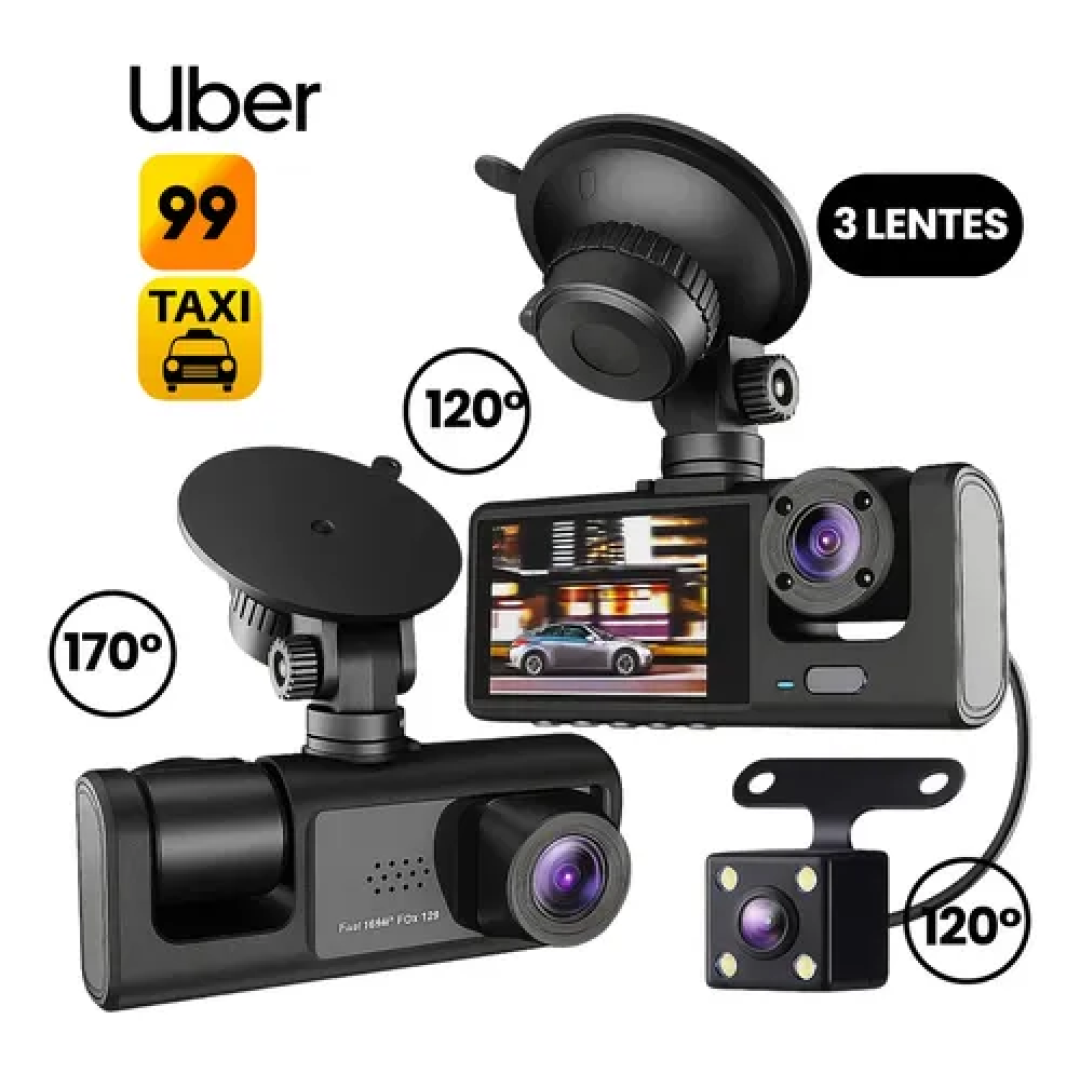 Câmera 3 Lentes Automotiva Veicular Noturna 1080p