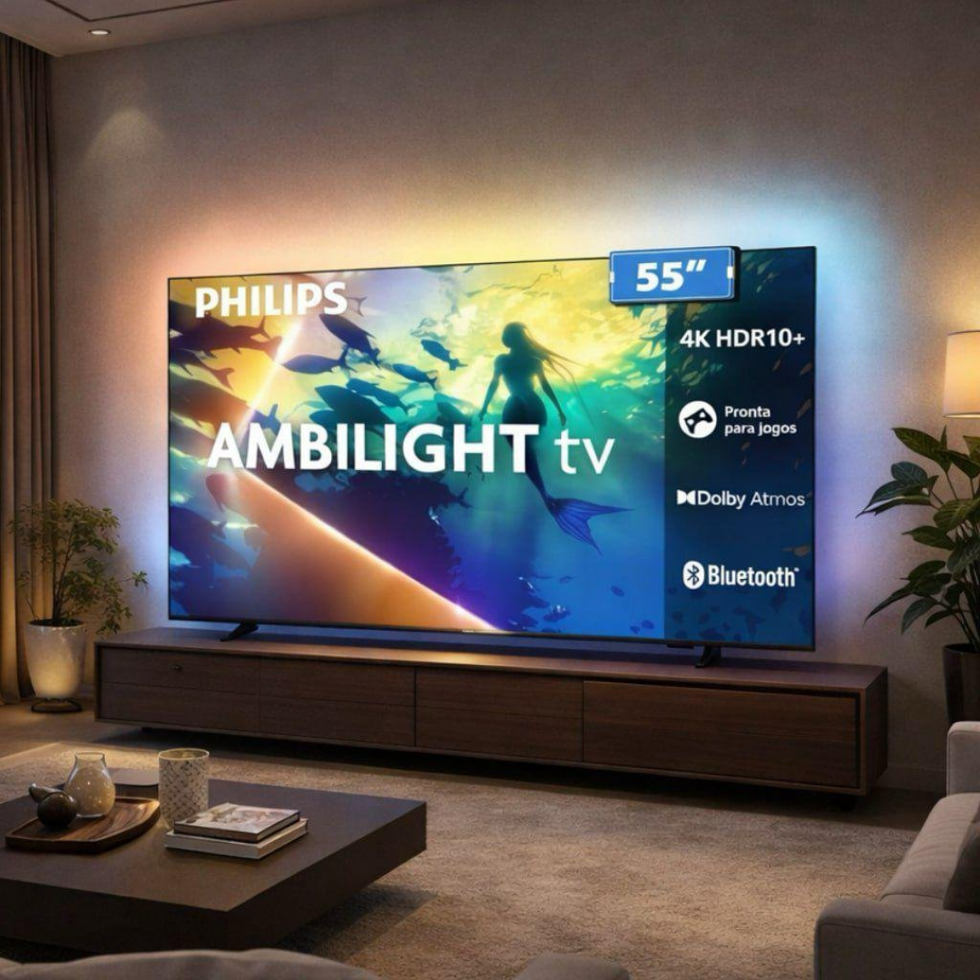 PHILIPS, Smart TV Ambilight 50" 4K, 50PUG8100/78, Comando de Voz, HDR10+/Dolby Atmos, VRR/ALLM, Bluetooth