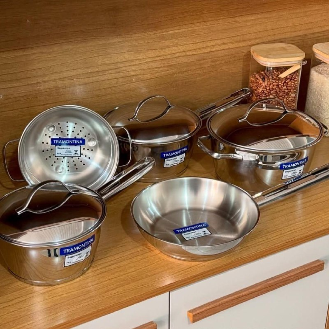 Jogo de Panelas Tramontina Inox Allegra 7 Peças + Pegador