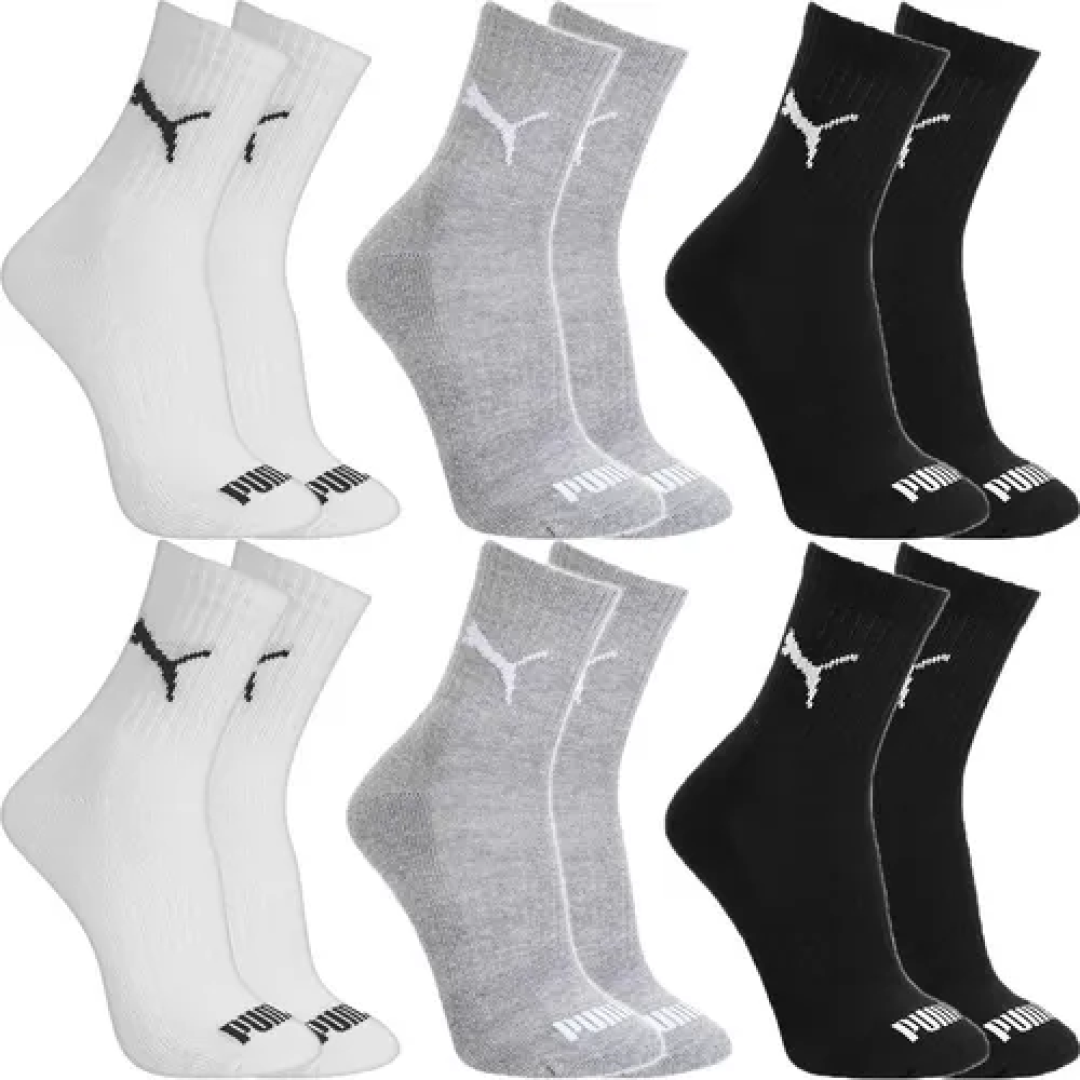 Kit com 6 Pares Meias Puma Cano Médio Alto Atoalhada