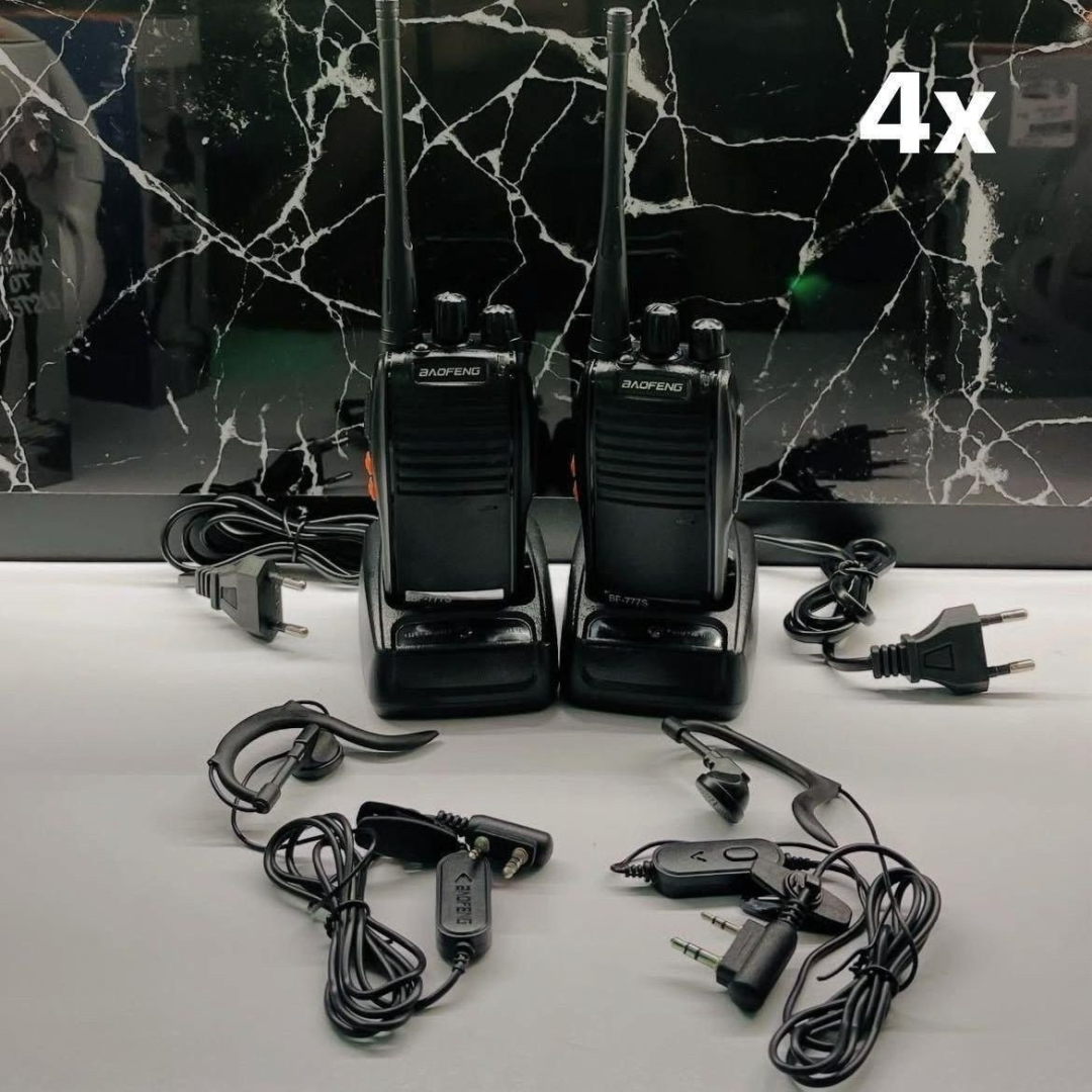 Kit com 4 Rádios Baofeng 777s Walk Talk Comunicador