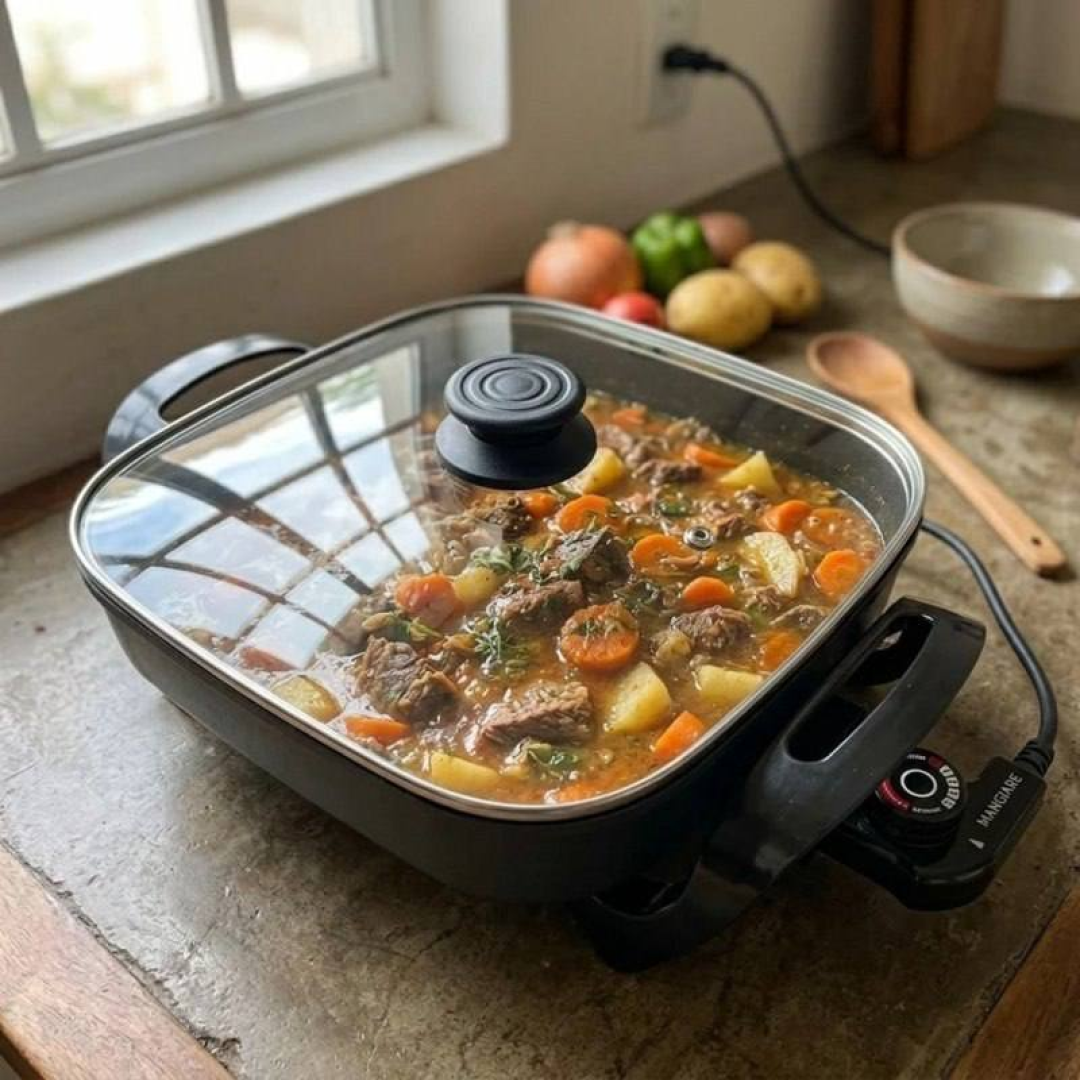 Panela Multifuncional Elétrica Quadrada 30cm Grill Antiaderente Portátil Mangiare Agratto Apeq01i
