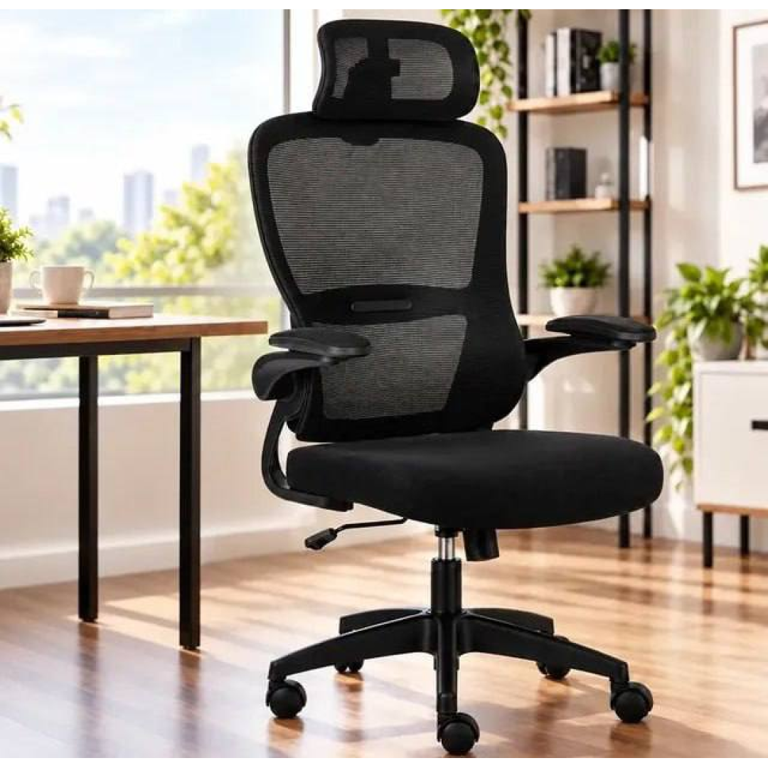 Cadeira Ergonômica De Escritório Pro Encosto Ajustável Mesh Preto Nylon