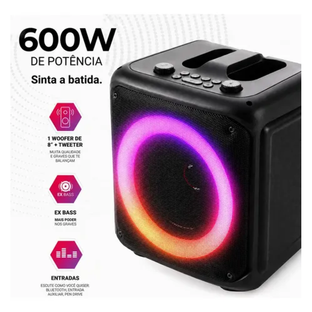 Caixa De Som Bluetooth Portátil 6,5 3000mah Karaokê Rgb