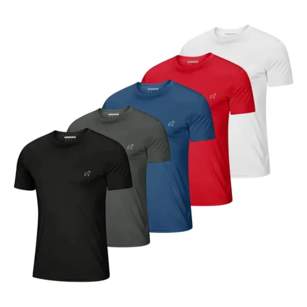 Kit com 5 Camisetas Parvori Dry Fit Slim