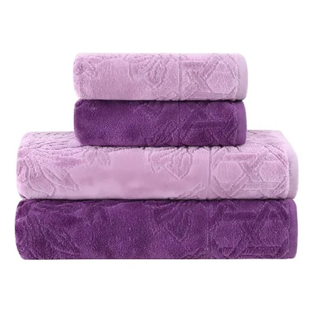 Jogo De Toalhas Banho Village Com 4 Peças Lilás E Roxo