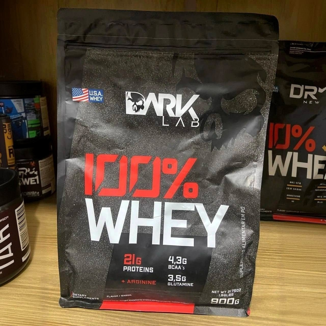 Whey Protein Concentrado 100% Refil Dark Lab Sabor Morango 900g