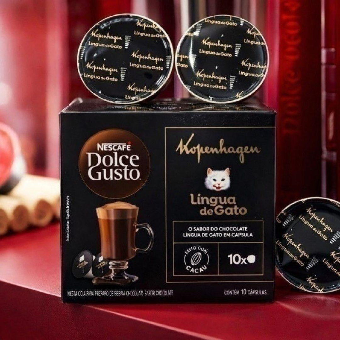 Kit com 10 Cápsulas Nescafé Dolce Gusto Kopenhagen Língua de Gato