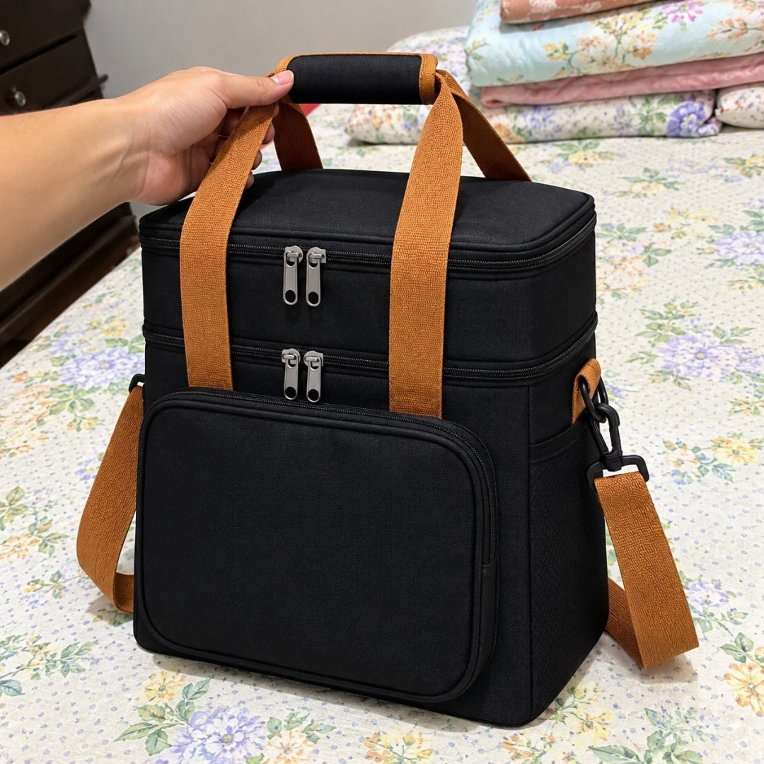 Bolsa Térmica Marmita Lancheira Alça Transversal 2 Compartimentos