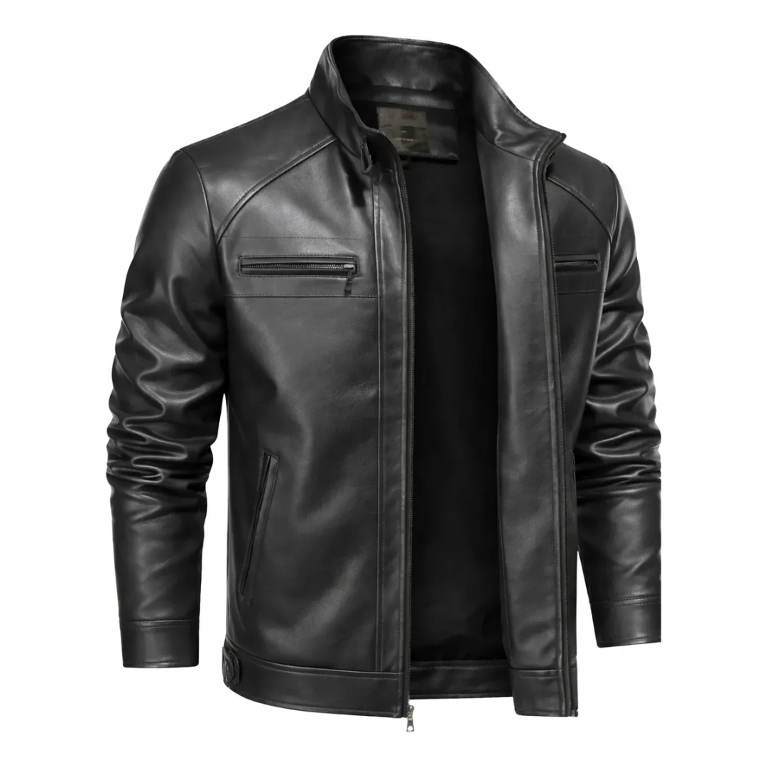 Jaqueta De Couro Masculino Slim Resistente