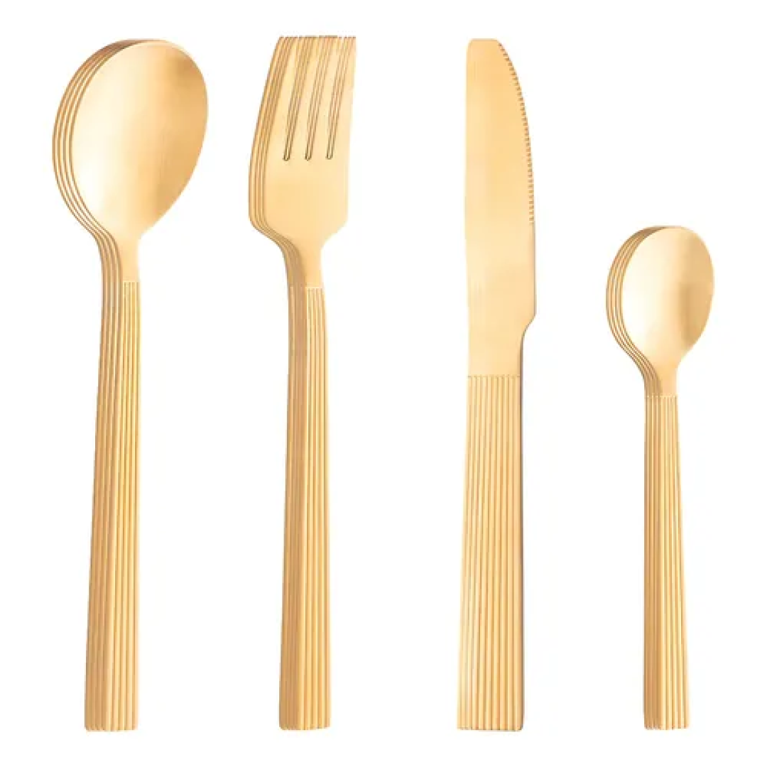 Faqueiro 16 Peças Lyor Athenas De Aço Inox Dourado