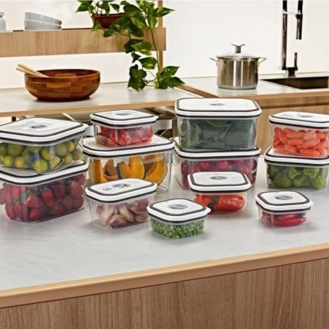 Kit 12 Potes Herméticos de Plástico Retangulares Electrolux | Multiuso, Vedação Silicone, BPA Free, Porta Mantimentos