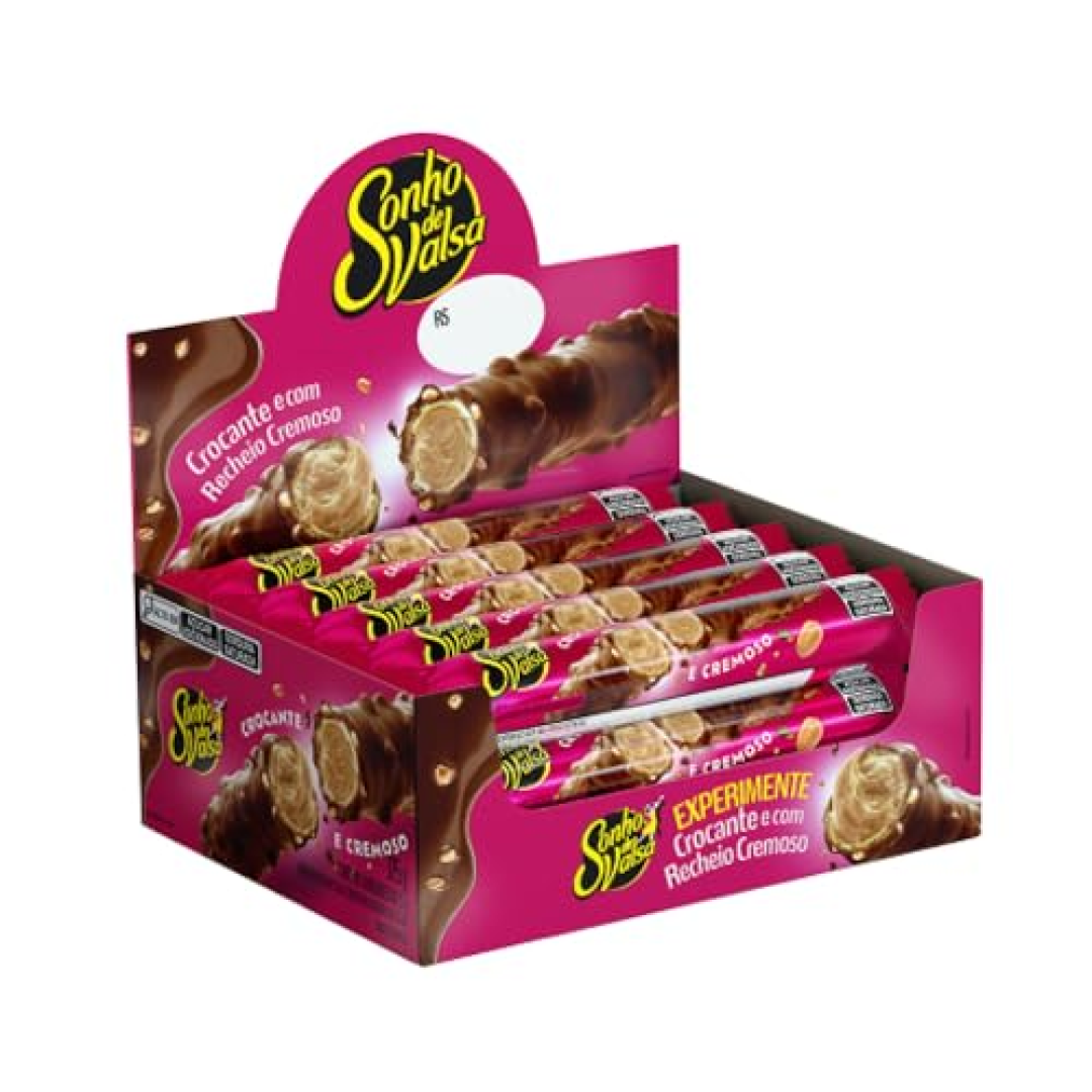 15 Unidades Stick Wafer Recheado Sonho de Valsa Sabor Chocolate 25g