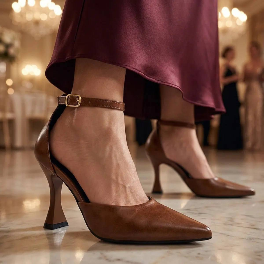 Sapato Feminino Bico Fino Salto Fino Scarpin  Slingback
