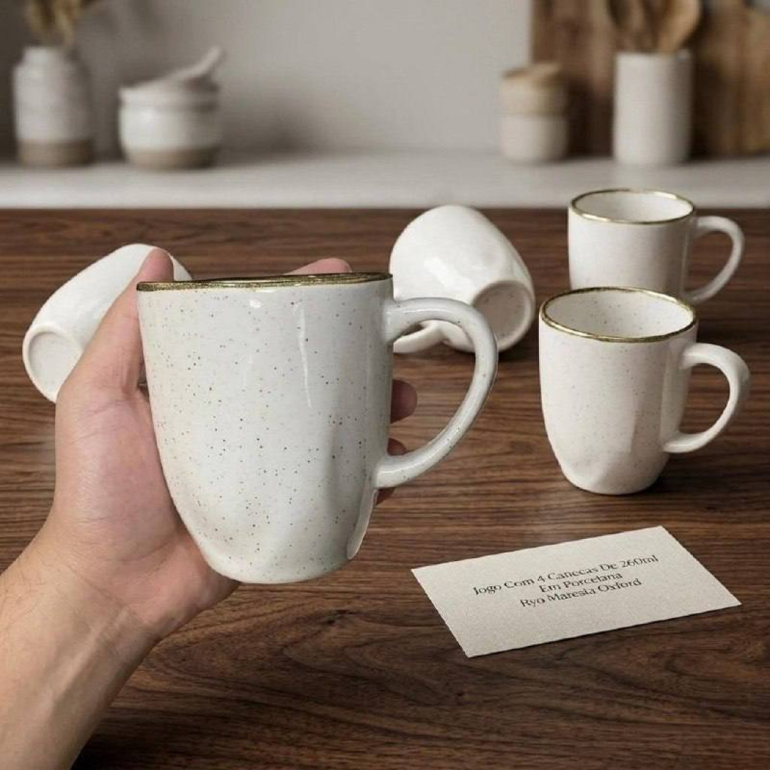 Kit 6 Canecas De Porcelana 260ml Oxford Ryo Maresia