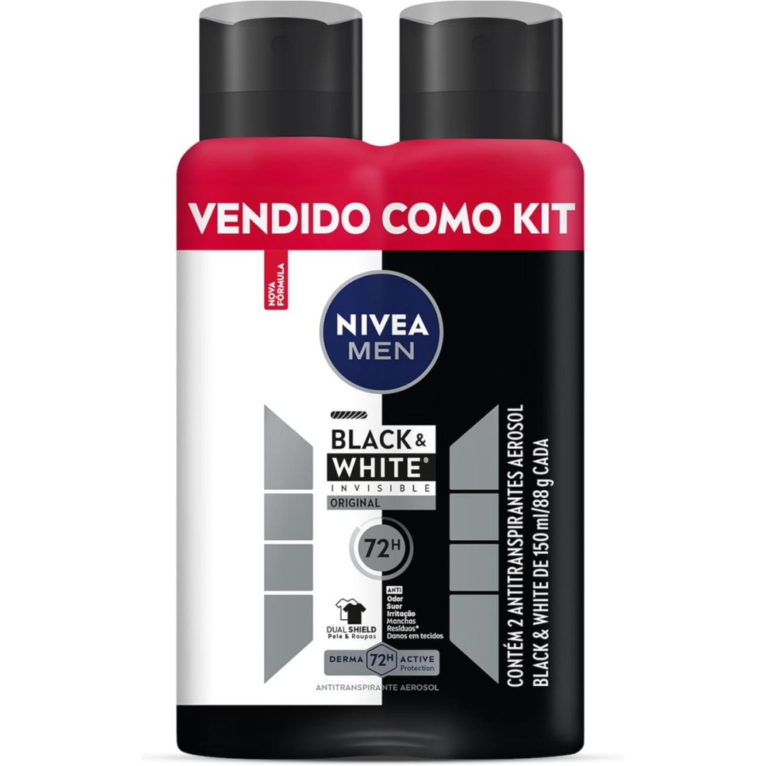Kit 2 NIVEA Desodorante Aerosol Men Black&White Invisible