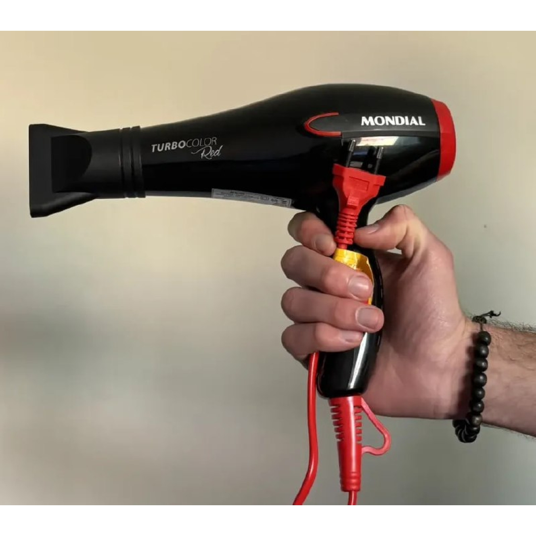 Secador de Cabelos Turbo Mondial Preto Vermelho 1900w Sc-41