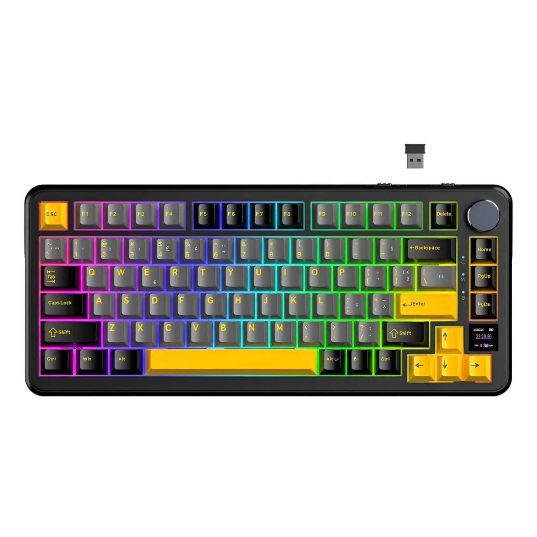 Teclado Mecânico Sem Fio Attack Shark X85pro 75% Tela Tft Preto Estrelado Português Brasil