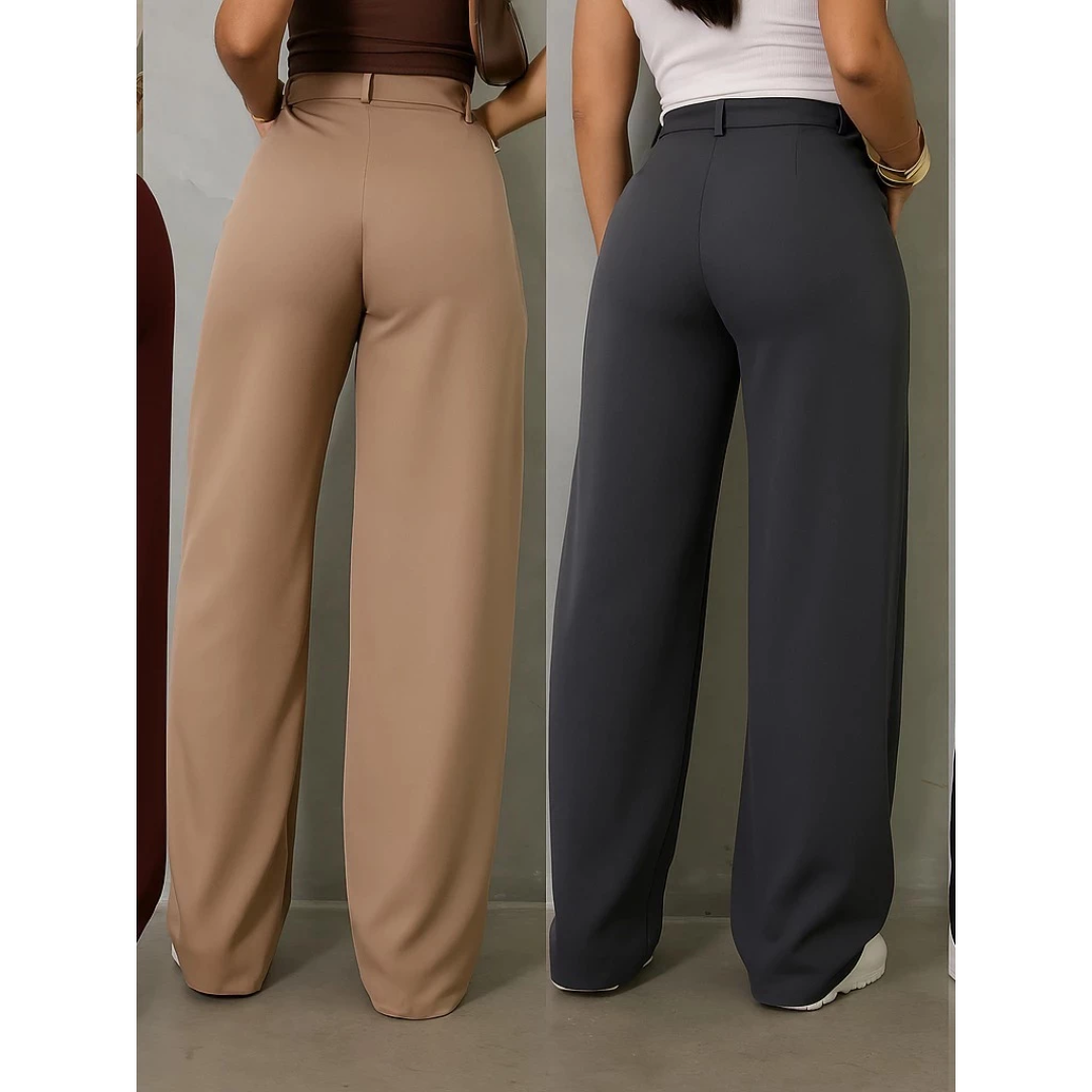 Kit 2 Calça Alfaiataria PREMIUM Cintura Alta Com Bolso