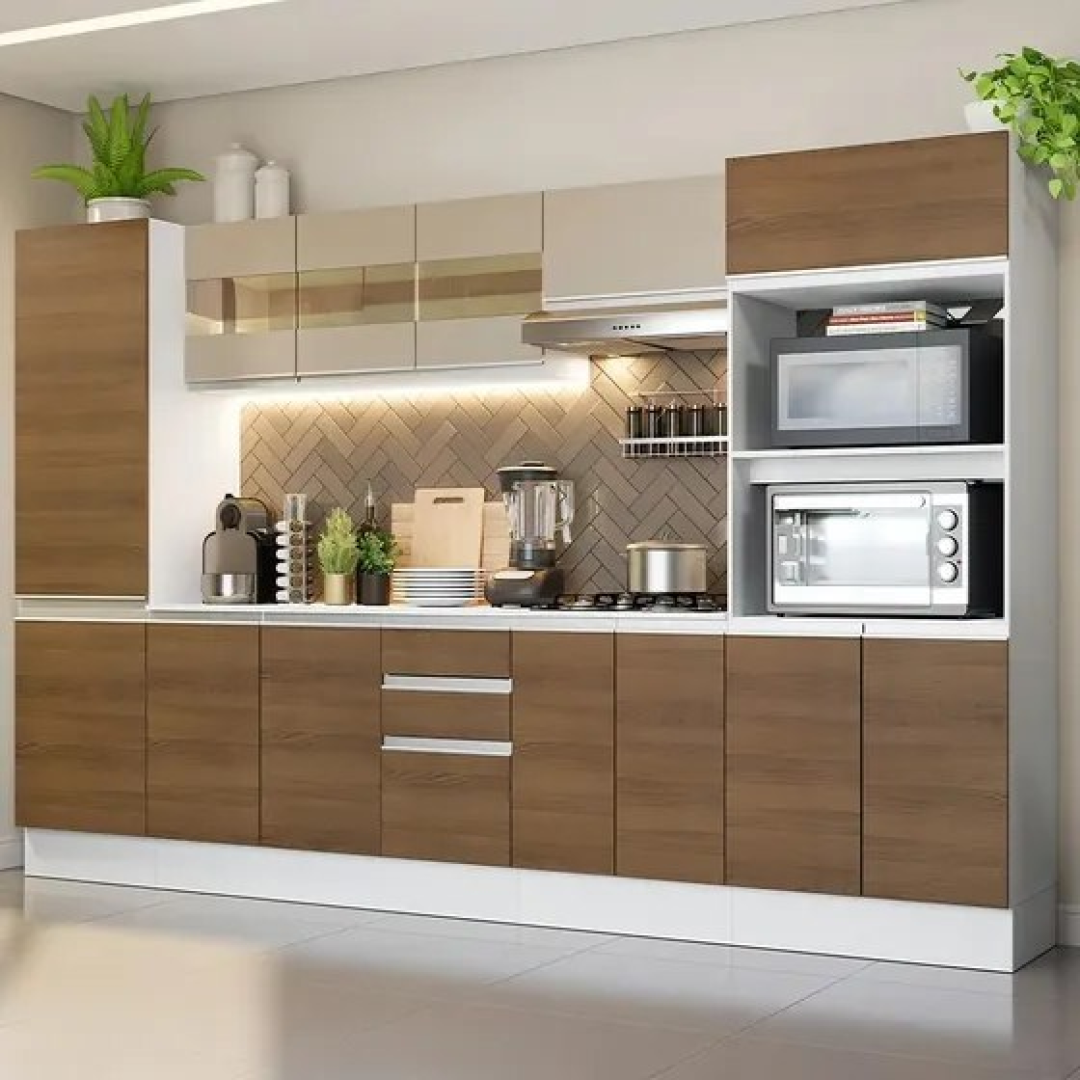 Cozinha Completa MDF Smart Madesa 300cm Armário e Balcão