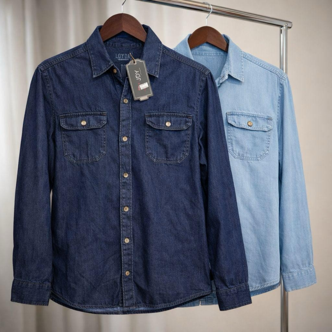 Camisa Jeans Slim Manga Longa (3 cores)