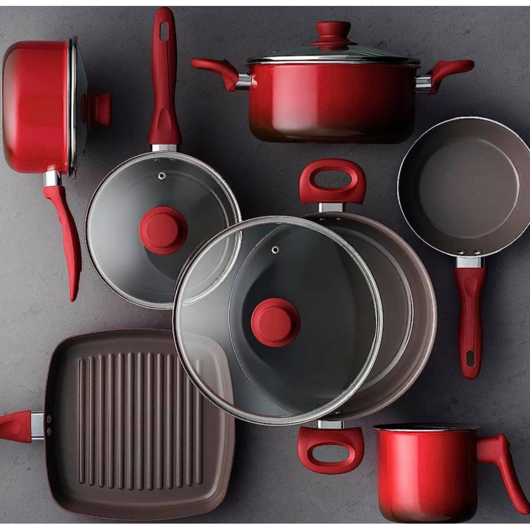 Conjunto De Panelas 7 Peças Smart Plus Vermelha- Brinox Cor Vermelho