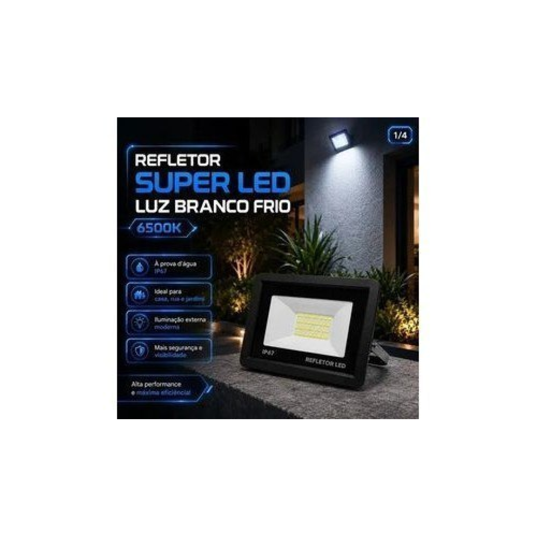 Kit 8x Refletores Super Led 200w Holofote Bivolt Ip67 Prova D'água Branco Frio 6500k