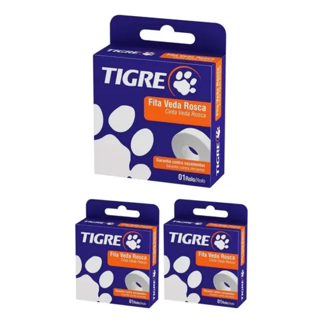 Kit com 3 Veda Rosca Tigre 18mm X 25m