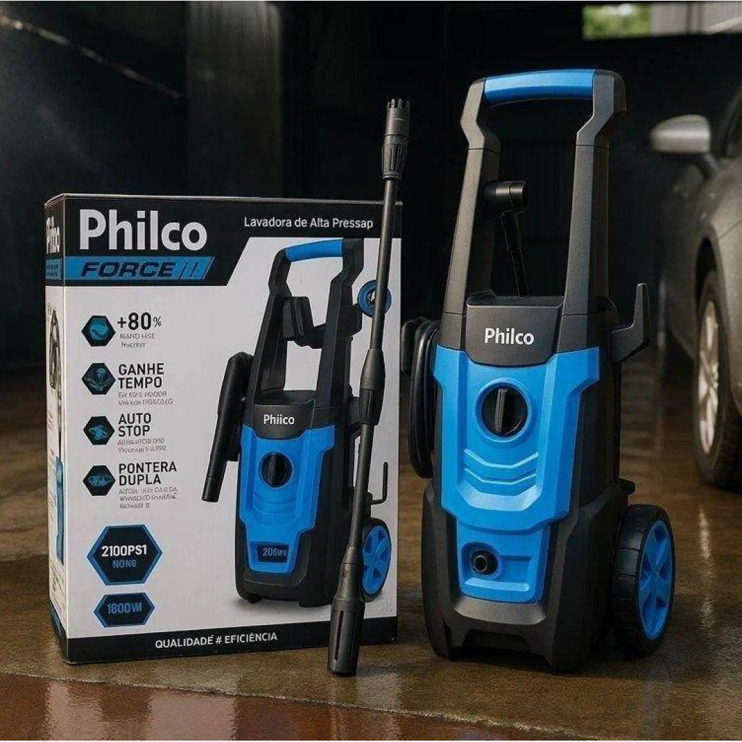 Lavadora De Alta Pressão Jato Compacta Philco Plp2200 1300w 1300 Psi/libras 312l/h Lança Regulável 127v