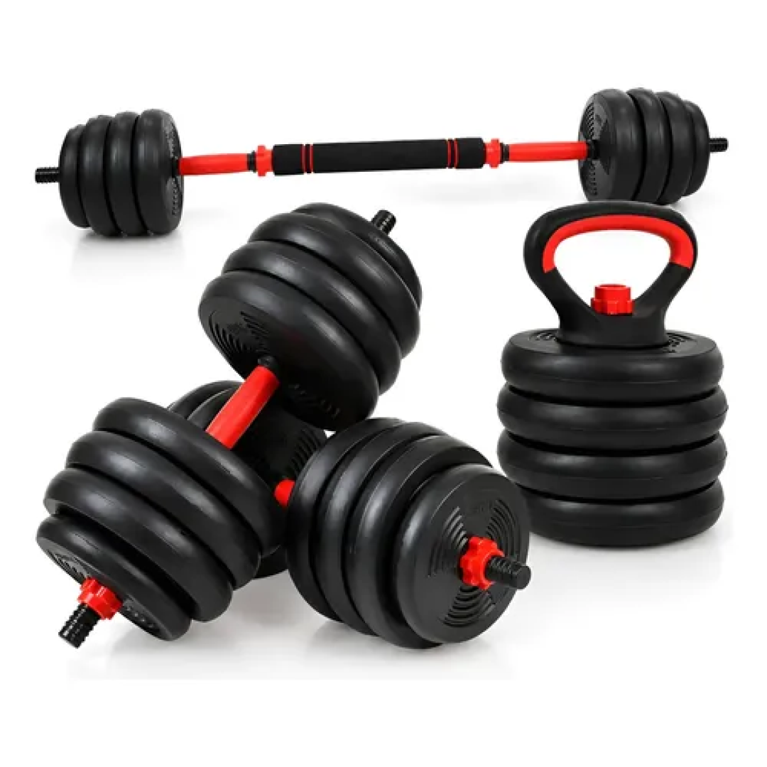 Kit Halteres Barra e Anilhas Musculação 15kg