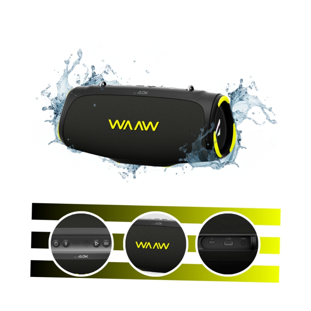 Caixa de Som Bluetooth Boombox Boom 110 40W Rms Ipx7 Waaw By Alok