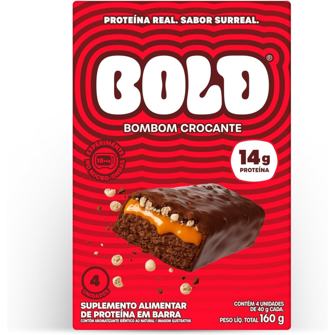 Display com 4 Un Barras de Proteína Bold 14g Bombom Crocante