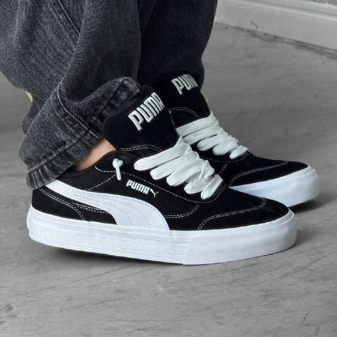 Tênis Puma Park Vulc Masculino Casual Confortável Preto/branco Liso 40