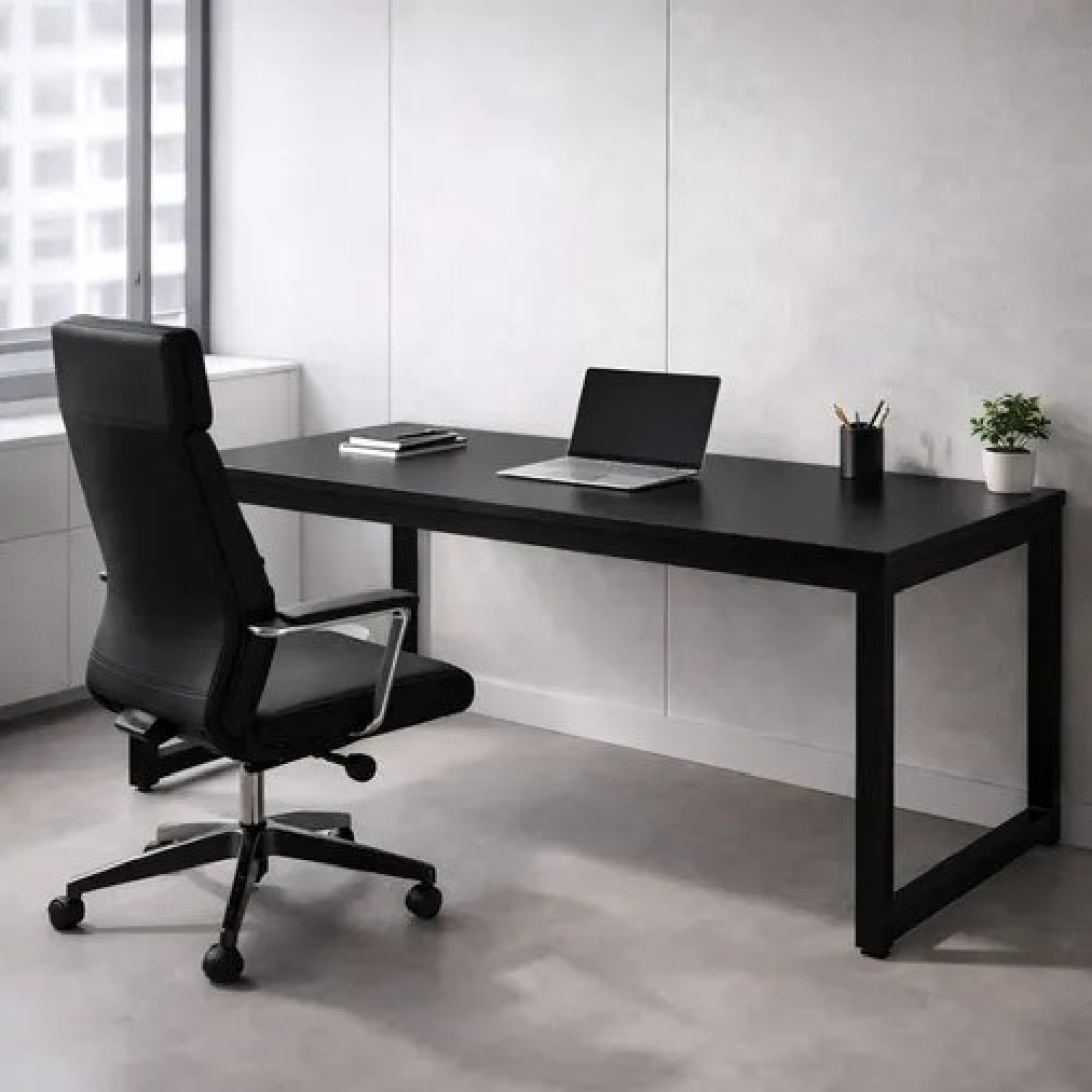 Mesa Sala De Reunião 150cm Estrutura Em Aço Estilo Industria