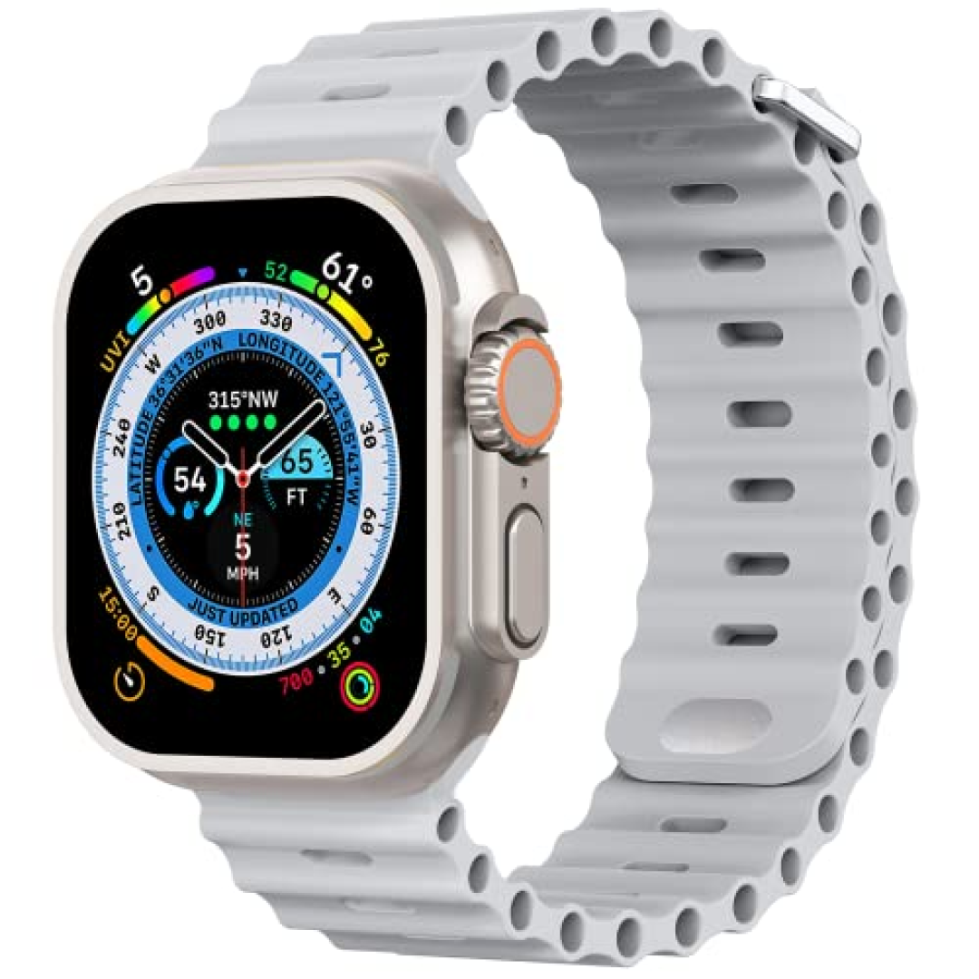 Pulseira para Apple Watch Ultra Foufousun Ocean, unissex, 49 mm/45 mm/44 mm/42 mm/41 mm/40 mm/38 mm, pulseira de silicone macio esportiva para Apple Watch Ultra2/Ultra iWatch séries
