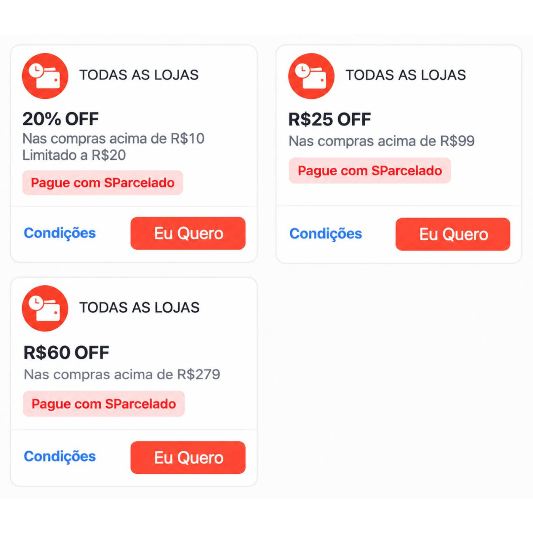 Novos Cupons SParcelado