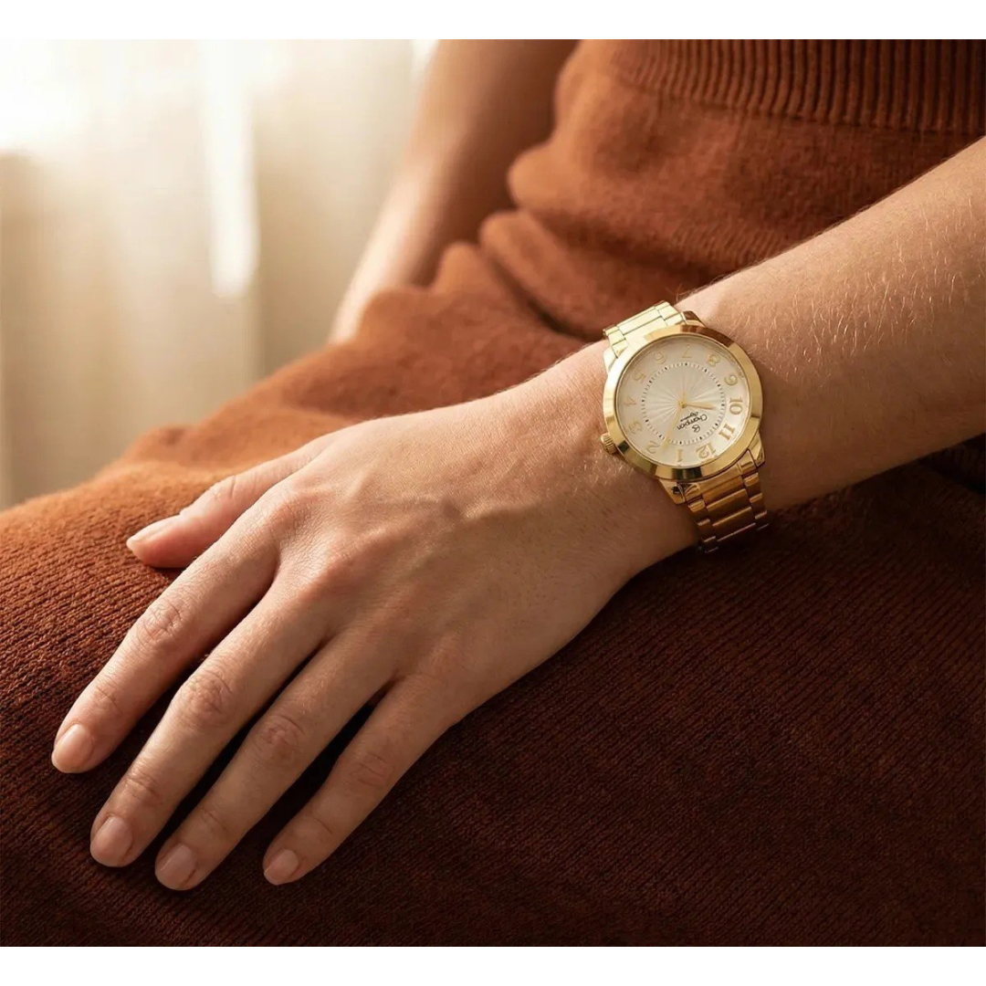 Relógio Champion Feminino Dourado Aço Inoxidável