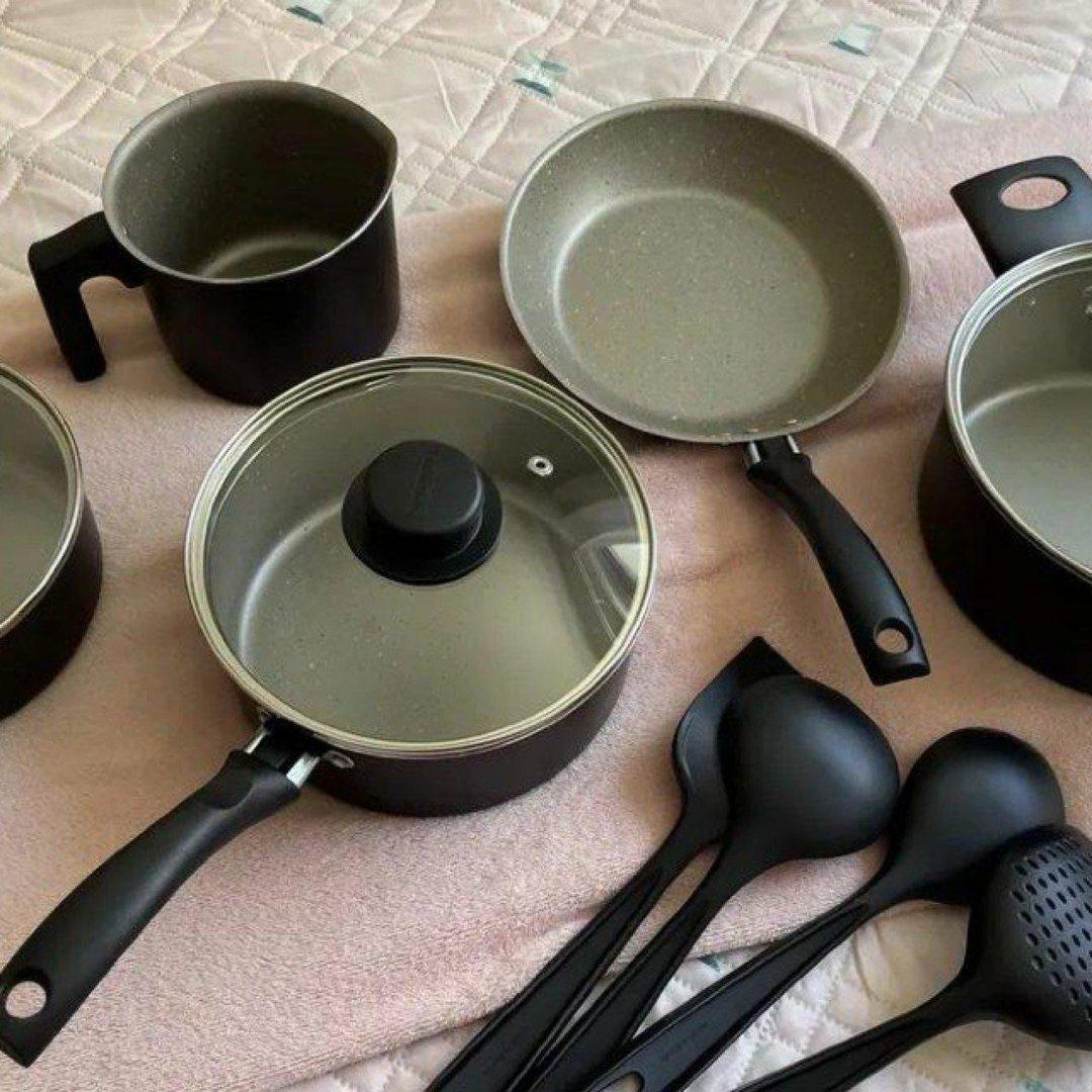 Jogo De Panelas Tramontina 9 Peças Turim Antiaderente Preto