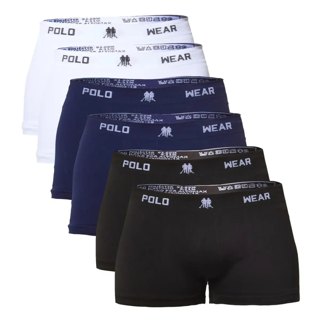 Kit 6 Cuecas Boxer Polo Wear Microfibra Basic Sortida