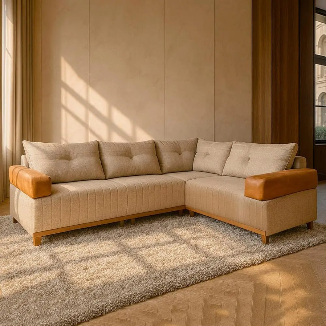 Sofá De Canto Leona Gold Bom Pastor, Espuma D33, 1,77x2,57