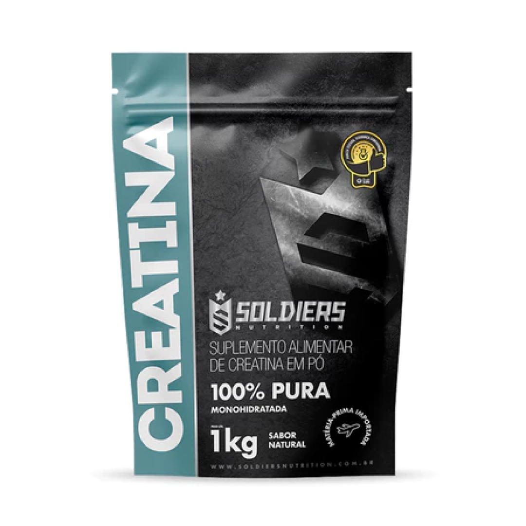 Creatina Monohidratada 1kg 100% Pura Importada Soldiers Nutrition Suplemento Performance Muscular Força